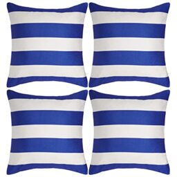 tiggell 4 Pack Waterproof Pillow Covers Outdoor Throw Pillowcases Decorative Garden Cushion Case for Home Garden Patio Couch Balcony Striped (18 * 18 inch, Blue & White)