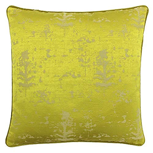 "Riva Paoletti Marylebone Polyester Filled Cushion - Sulphur Yellow - Geometric Cube Design - Jacquard Weave - Fuchsia Pink Reverse - Yellow Piped Edge - 100% Polyester - 50 x 50cm (20"" x 20"" inches)"
