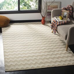 Safavieh Contemporary Indoor Flatweave Rectangle Area Rug, Dhurrie Collection, DHU644, in Beige / Ivory, 122 X 183 cm for Living Room, Bedroom or Any Indoor Space