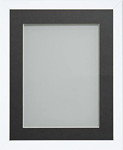 Frame Company Jellybean Range White Wooden A4 Picture Photo Frame with Grey Mount for Image 10x6 inch * Choice of Colours & Sizes* Fitted with Perspex