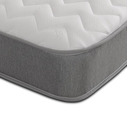 Starlight Beds Essentials Small Single Mattress, Zig Zag Soft Comfort Sleep Surface, 7.5 Inch Deep with Memory Foam Layer & Springs, Budget-Friendly Mattress (75x190x19cm), Grey