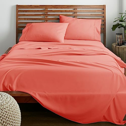 American Home Collection Queen Sheet Set - Ultra Soft Microfiber Bedding Queen Size Bed Sheets - Breathable, Wrinkle and Fade Resistant, Easy Care - 4 Piece Set (Queen, Peach)