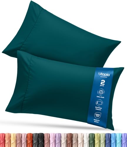 Utopia Bedding Queen Pillow Cases - 2 Pack - Envelope Closure - Soft Brushed Microfiber Fabric - Shrinkage and Fade Resistant Pillow Covers 20 X 30 Inches (Queen, Teal)