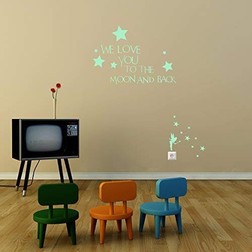 WALPLUS Little Fairy Glowing Letters Stars Wall Sticker, Vinyl, Multi-Colour, 50 x 50 x 5 cm