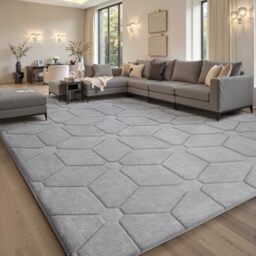 Sour Lemon Rugs Living Room 140x200,3D Grey Area Rugs for Bedroom,Extra Large Rugs for living room,Machine Washable Anti Slip Short Pile Rug Carpets Mat for Kids Room Bedroom