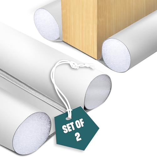 VOUNOT® 2 Pack Double Sided Draught Excluder 96cm, Under Door Draft Stopper with Foam Seal Door Gap Blocker, Energy Saving Reduces Noise, Light and Pest, White