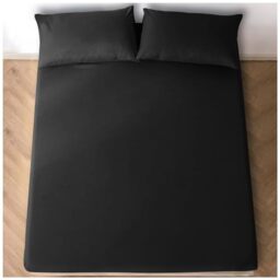 GC GAVENO CAVAILIA Easy Care Polycotton Fitted, Plain Dyed Bed Sheets OR Housewife Pillowcases 2 Pack, Polyester-Cotton, Black, Super King