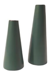 Set of 2 Tealight Holders in Green Lacquered Wood (d. 6.5 cm x h. 14.5 cm - d. 7 cm x h. 20 cm)