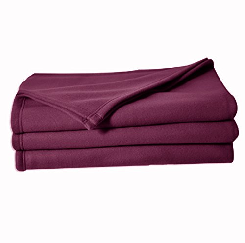 POYET MOTTE poleco Fleece Blanket Polyester Plum, polyester, plum, 220x180 cm