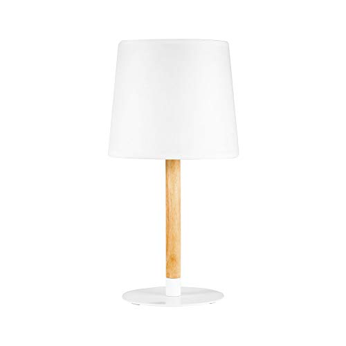 Pauleen 48103 Woody Cuddles Table luminaire max. 20W E27 Scandinavian Table lamp White Table lamp 230V Wood/Fabric