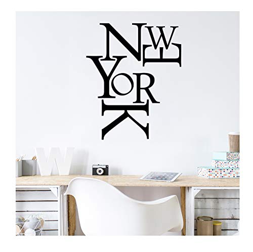 New York Composition Wall Sticker Phrase Writing Wall Sticker Black Quote New York Stickers 65 x 55 cm Black