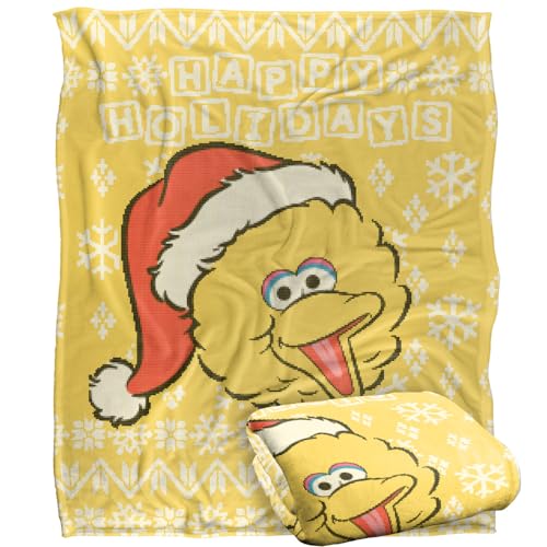 Sesame Street Big Bird Ugly Christmas Sweater Silky Touch Super Soft Throw Blanket 152 X 127 Cm
