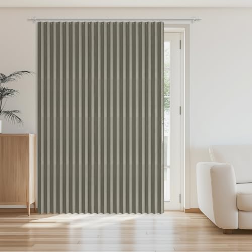"AJAZZ 100% Blackout Door Curtains Fabric Folding Curtain Accordion Wardrobe Curtain Invisible Suitable for Family, Hotel, Homestay and Other Doorways???Grey, 98"" W x 84"" L 1 Panel"