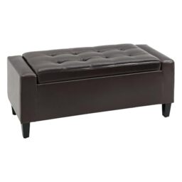 HOMCOM PU Leather Storage Ottoman Bench Tufted 92L x 40W x 40H cm Brown