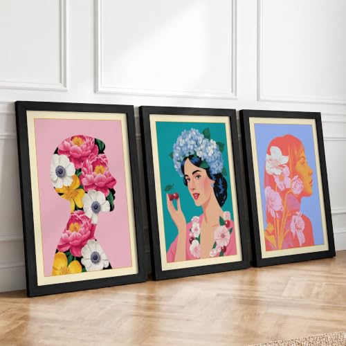 Flowers Within Botanical Set of 3 Framed Wall Art Prints A4 (29.7×21cm)