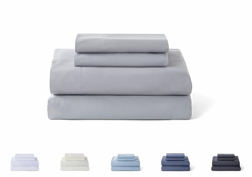 Todocama – 4-Piece Bedding Set – 5003 – Fitted Sheet – Top Sheet – Two Pillowcases 50 x 80 cm (Bed 180 x 190/200 cm, Light Grey)