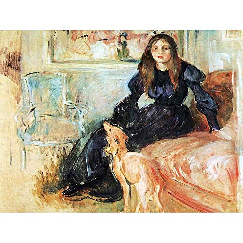 Wee Blue Coo Berthe Morisot Julie Manet Her Greyhound Laertes Old Painting Art Print Poster Wall Decor 12X16 Inch