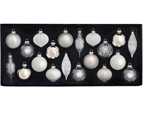 WeRChristmas Glass Baubles, Black/White, 20-Piece