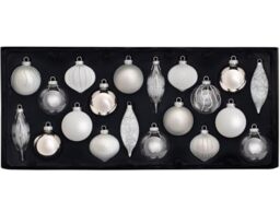 WeRChristmas Glass Baubles, Black/White, 20-Piece