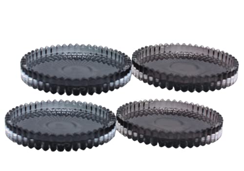 Dekohelden24 Set of 4 Round Glass Candle Plates/Coasters in Light and Dark Grey Size H/Diameter Approx. 1.5 x 10 cm