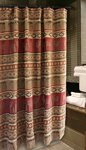"Carstens JB1104 Adirondack Shower Curtain Black, 72"" X 72"""