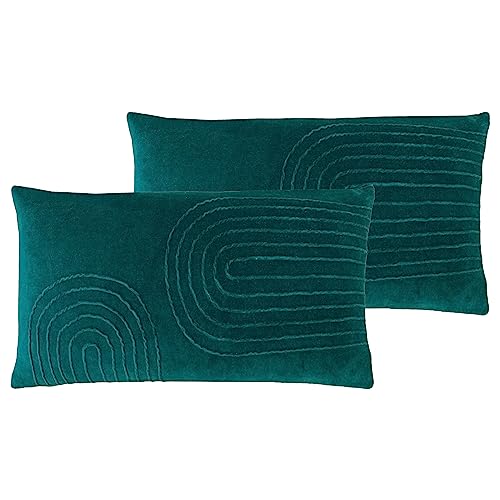 furn. Mangata Feather Filled Cushions Twin Pack,Teal,30 x 60cm
