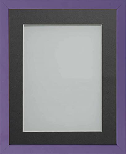 Frame Company Jellybean Range Purple Wooden 10x8 inch Picture Photo Frame with Grey Mount for Image 8x6 inch * Choice of Colours & Sizes* Fitted with Perspex