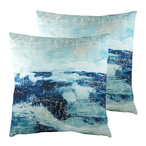 furn. Landscape Twin Pack Polyester Filled Cushions, Royal, 43 x 43cm