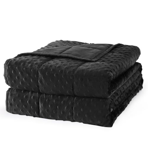 Mr. Sandman Weighted Blanket for Adults, Full Size 15 lbs, 48 x 72 Inches - Cooling Soft Minky for Hot Sleepers Machine Washable Filled with Glass Beads Heavy Bed Throw for Sleep Black