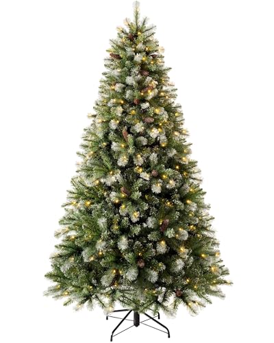 WeRChristmas Pre-lit Brocktion Spurce Christmas Tree, Multi-Function LED Lights, Blue Green, 7 feet/2.1 m, WRC-8553