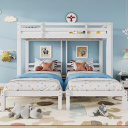 Ball & Cast Triple Bunk Beds, Bunk Bed Triple Sleeper with Side Ladder for Children and Teens 3FT, Without Mattress, White (90x190cm,90x200cm)