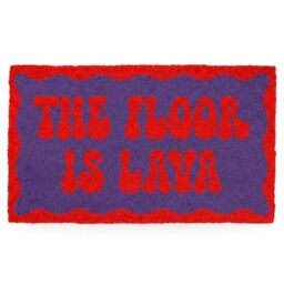 Fisura - “Floor is Lava” Coir Door Mat, Dirt Trapper Doormat with Non-Slip PVC Backing, Indoor Front Door Entrance Mat. Hand Painted. 27x15 inch