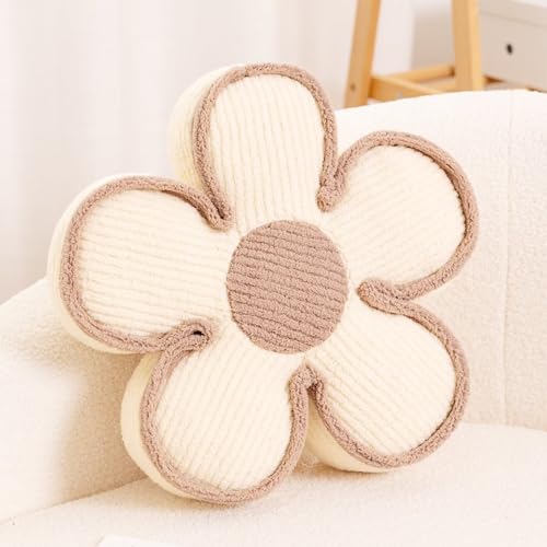Kcvvcr Flower Pillow, Soft Flower Shaped Floor Cushion, Flower Decorative Throw Pillow, Cute Flower Seating Cushion, Flower Room Décor Plush Pillows for Sofa Couch Bed (13.7 Inch, Ivory)