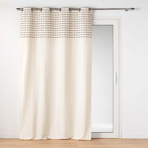 Douceur d'Intérieur, Linechic Curtain with Eyelets (140 x 240 cm) Natural Recycled Cotton and Top Cut Thread