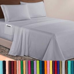 Elegant Comfort Luxurious 1500 Premium Hotel Quality Microfiber 4-Piece Sheet Set, 18-24 Inches Deep - Extra Deep Pocket Sheets - Ultra Soft 4PC Deep Pocket Sheets, California King, Silver Gray