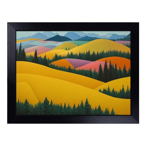 Lap Tray with Bean Bag Cushion, Pure Spring Meadow Landscape - Handmade in the UK, Raised Wooden Edge, Padded Cushion, Heat-Resistant Wipe-Clean Surface, for Meals, Laptops and Crafts