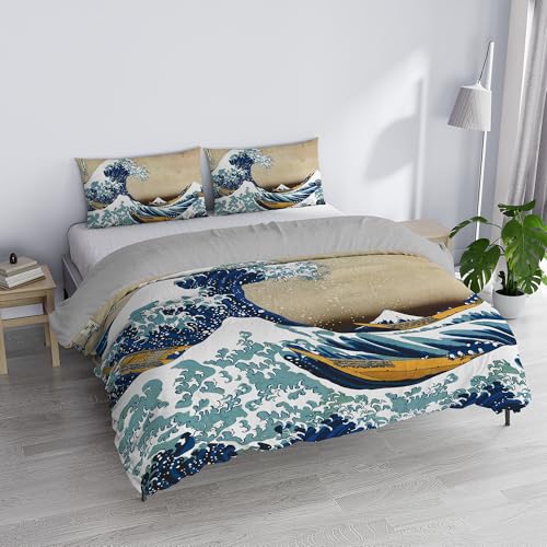 "SD51 ""Dreams of Author"" Double Duvet Cover Set, 100% Cotton, Made in Italy, 250 x 200 cm with Double Flap 50 cm + 2 Pillowcases 50 x 80 cm with Internal Flap, Digital Print"