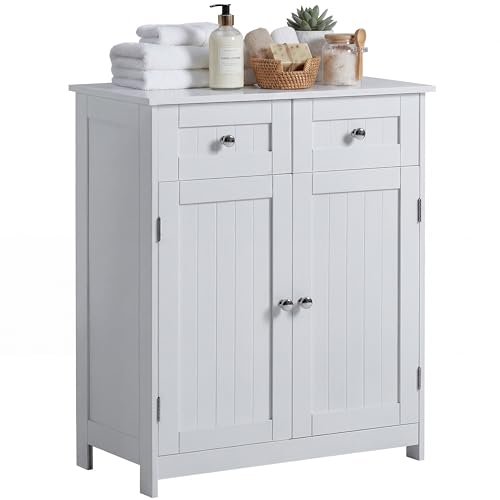Bath Vida Priano 2 Drawer 2 Door Bathroom Cabinet Storage Cupboard Floor Standing Unit, White