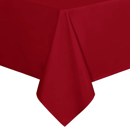 sancua Square Tablecloth - 54 x 54 Inch - Stain and Wrinkle Resistant Washable Polyester Table Cloth, Decorative Fabric Table Cover for Dining Tables, Buffet Parties and Camping, Red