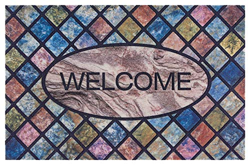Hanse Home Printed Doormat Flocked 3D Look with Non-Slip PVC Floor Dirt Trapper Mat Door Mat Dirt Trapper Entrance Rug Indoor and Outdoor Various Designs 45 x 70 cm Welcome 5