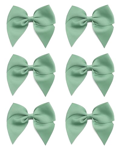 Italian Options Large Grosgrain Ribbon Bows, Self-Adhesive Fabric Bow Decorations for Gift Wrapping, Hampers, Christmas, Hair Bows, Crafts, Cakes, Crafting Accessories, Sage Green, 6 Pack, 10 cm