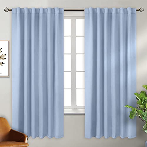 BGment Rod Pocket and Back Tab Curtains for Bedroom - Thermal Insulated Room Darkening Curtains for Living Room, 2 Window Curtain Panels (52 x 72 Inch, Spa Blue)