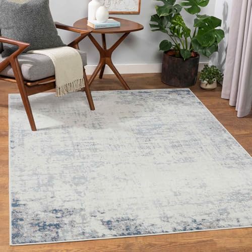 Livabliss Utrecht Abstract Rug - Area Rugs Living Room 200x275 cm, Dining Room, Lounge, Kitchen, Bedroom - Modern Marble Large Rug, Soft Luxurious Easy Care Medium Pile, Navy Blue, Grey and Ivory