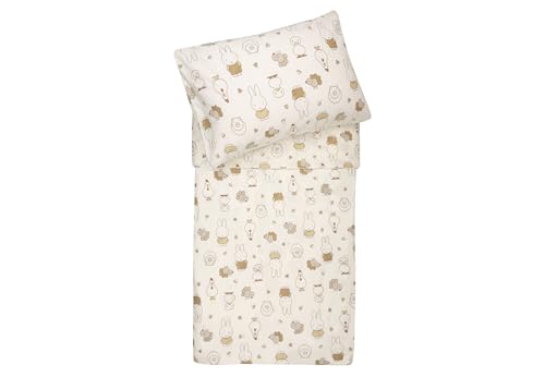 Jollein Cot Bedding - Miffy Family Farm - 100x140cm - 100% Cotton - Baby Bedding with Pillowcase - Children’s Duvet Cover Set - Bedding Set