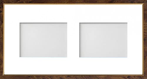 Frame Company Drayton Multi Aperture Photo Frame, Walnut, 20x10 for 7x5 inch (x2)