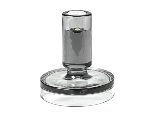 Broste Copenhagen Petra Glass Smoked Pearl Candle Holder S 8 x 8 cm 14498100