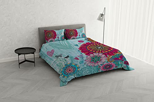 Italian Bed Linen KI-OSA KIO-655 Duvet Cover Set with Digital Print, 100% Soft Cotton, Made in Italy, Double, Double