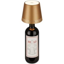BRILONER - Rechargeable Bottle lamp with USB c, Cordless lamp with Touch, dimmable, Warm White, 11x9cm., Outdoor Table lamp, Table lamp, Battery lamp, Table Lamps for Living Room, IP44, Gold
