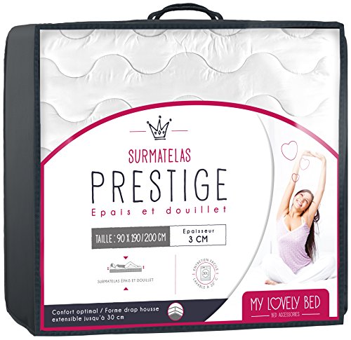 My Lovely Bed – Prestige Mattress Topper 90 x 190/200 cm – Thick and Cosy – 100% Cotton Cover – Washable