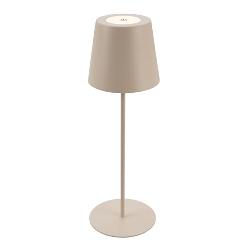 BRILONER - Rechargeable lamp with usb c, desk lamp with touch, dimmable in steps, warm white light colour, IP44, bedside lamps, table lamp, battery lamp, table lamps for living room, 36x10.5cm, beige